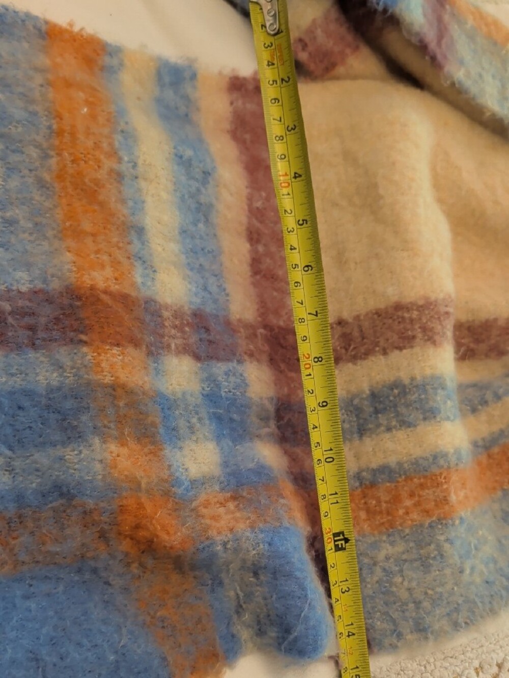 Soft Multicolor Plaid Women's Scarf - Blue, Cream & Peach - Picture 2 of 3